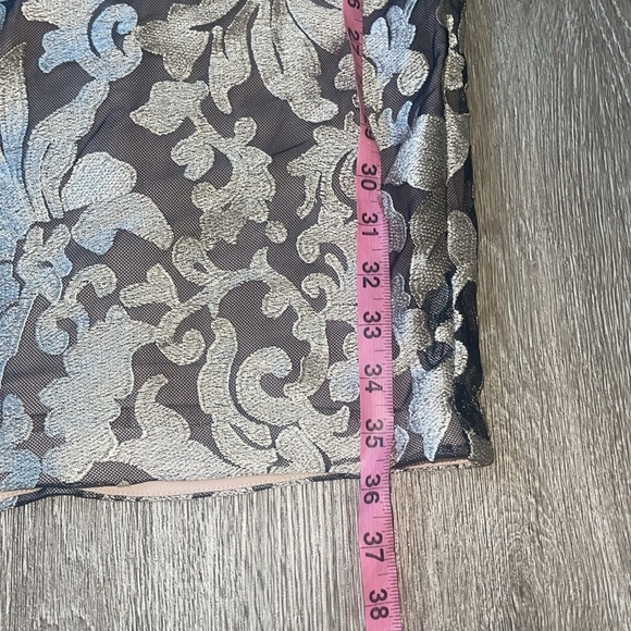 New Calvin Klein Silver Sheath Puff Sleeve Mini Dress embroidered mesh size 2 - Picture 6 of 10